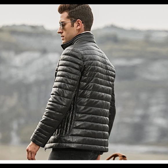 Saks Fifth Ave Leather Puffer - Picture 2 of 10